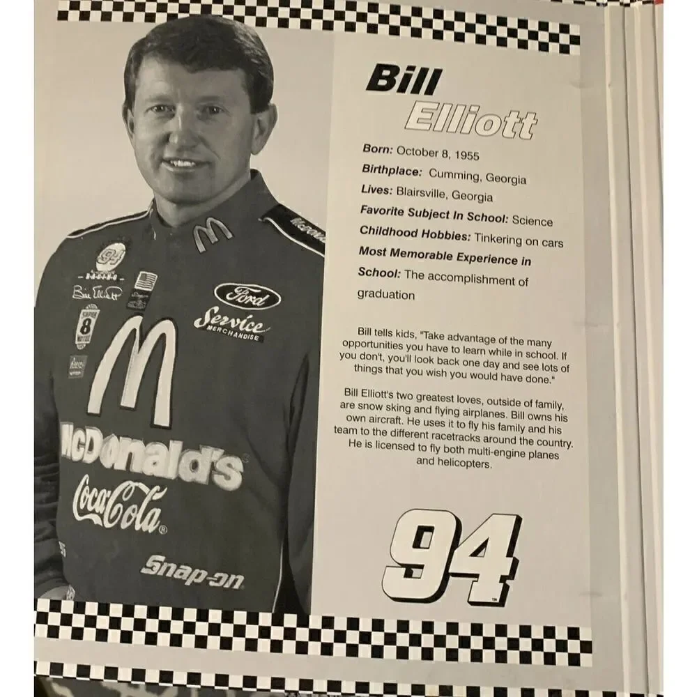 Bill Elliott Vintage 1998 Nascar Three Ring Binder 94 McDonalds Coca Cola 1.5 In